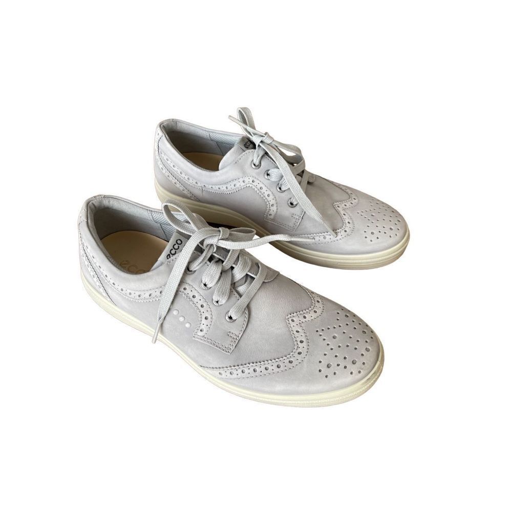 Ecco Mens Gray Wingtip Casual Hybrid Lace Up Golf Sneaker Shoes Size 43
